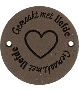 Durable Leren Label Gemaakt met Liefde rond 3,5cm col 003