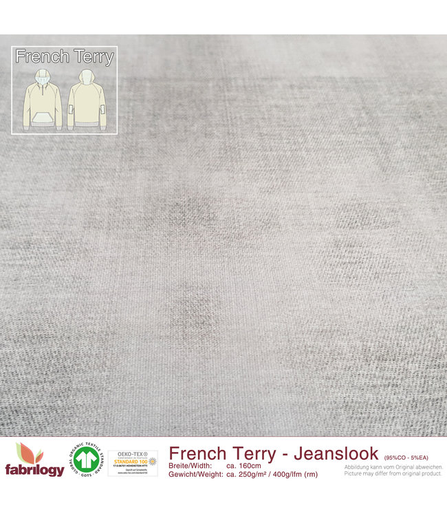 Fabrilogy Jeanslook French Terry Stone Grey