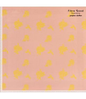 Fibre Mood FM310174 geweven katoen met gele rozen