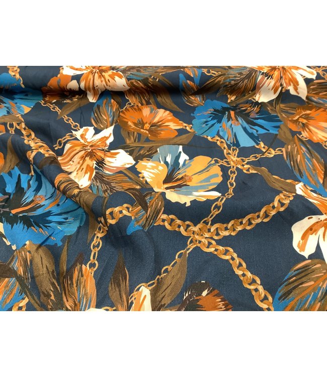 Viscose met bloemen print 92170