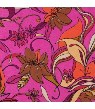 Quality Tex Viscose jersey Flowers Fuchsia