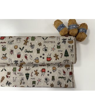 Linnenlook Christmas Doodle - Deco Tafelkleed stof