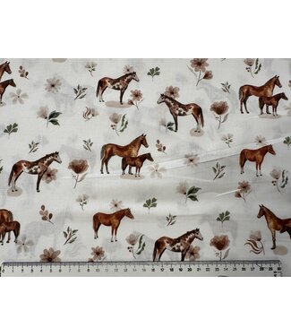 Poplin katoen Paarden print