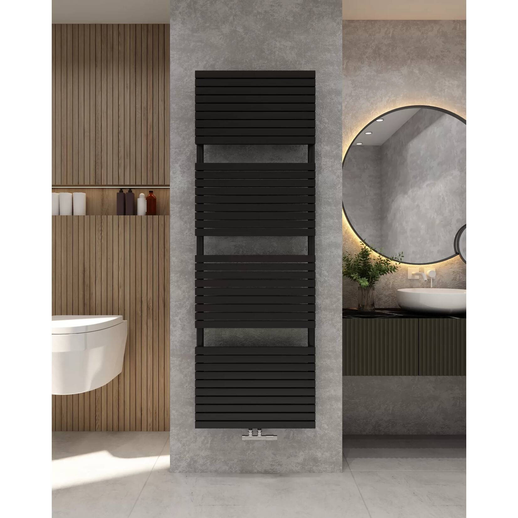 Vero handdoekradiator mat zwart 60 x 180 cm