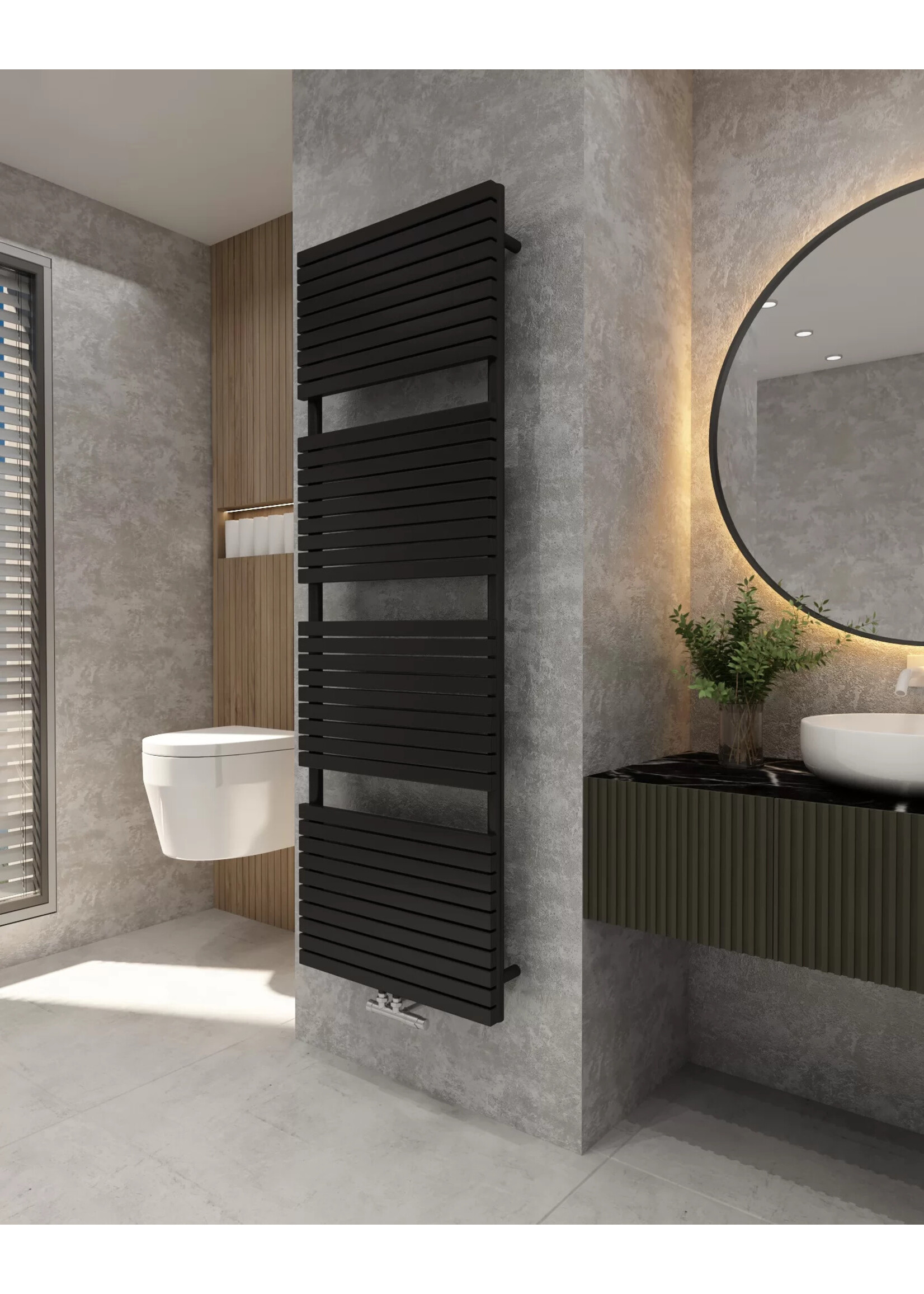 Verezzo  sèche-serviettes mat noir 60 x 180 cm