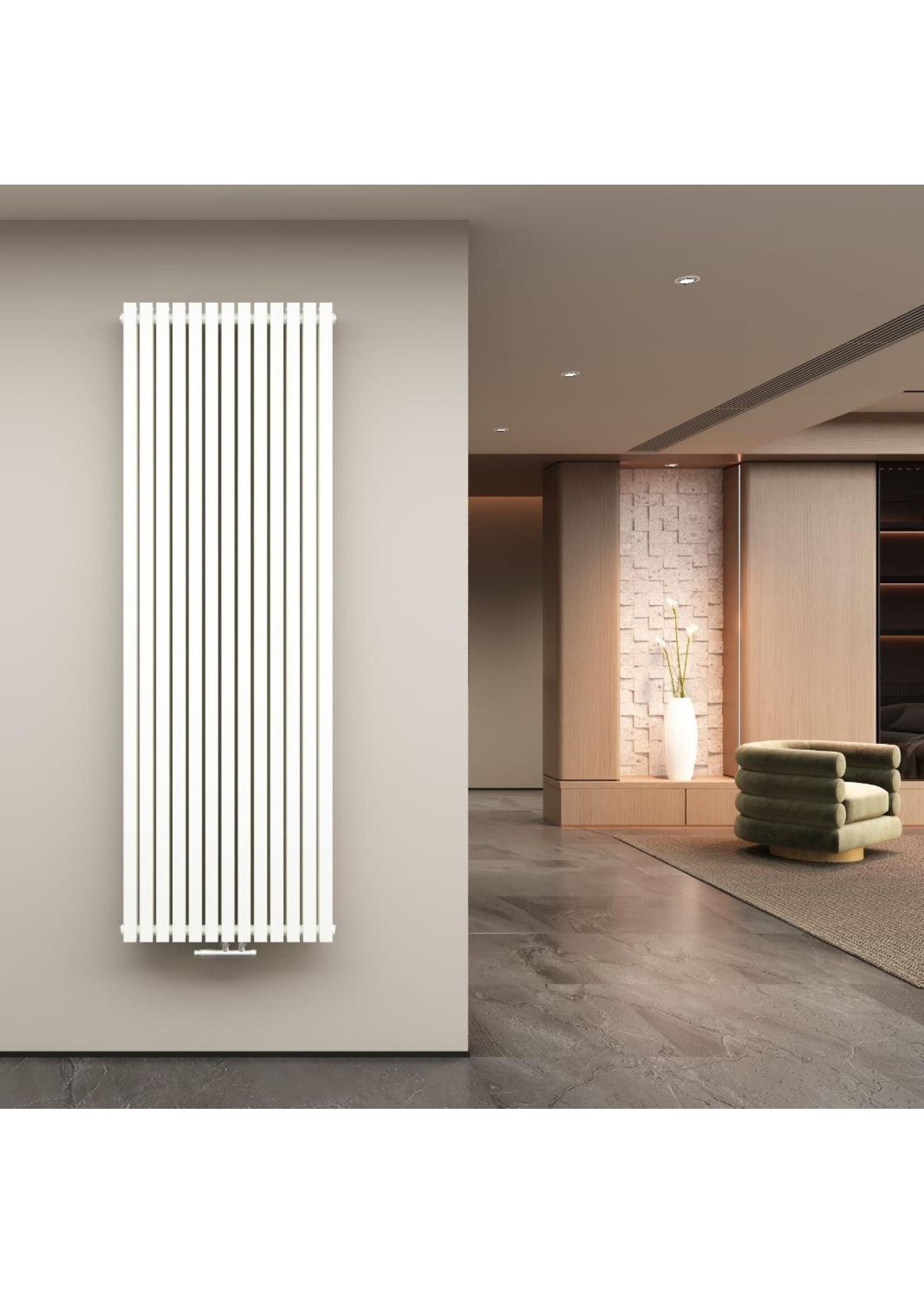 180x60 cm Double radiateur design Vero blanc mat