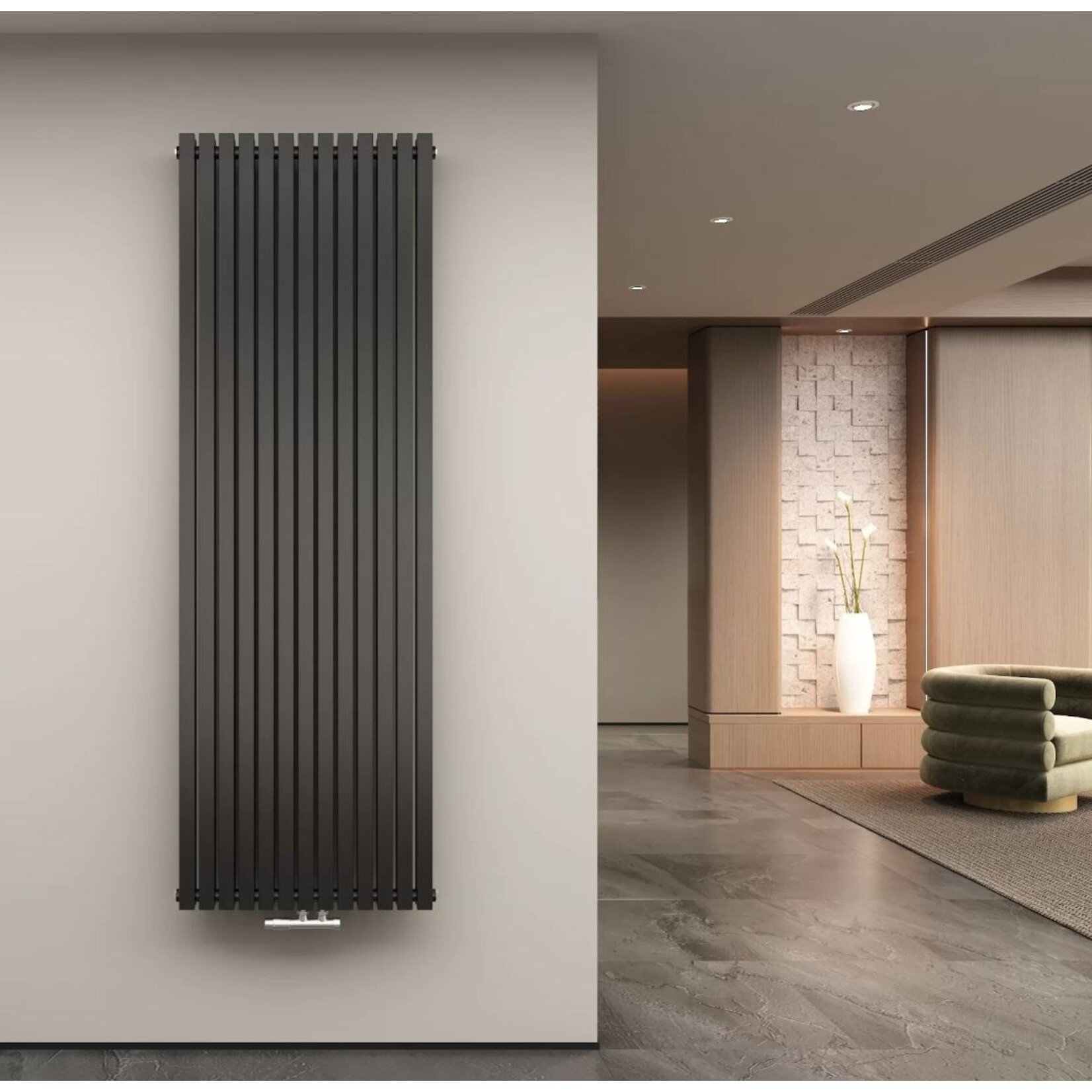 180x50 cm Double radiateur Vero design noir mat