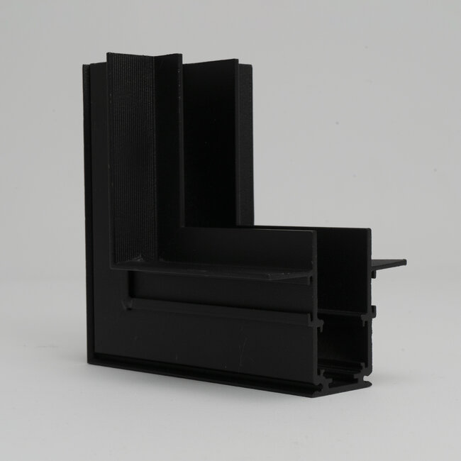 PURPL Connettore angolare 90° per binario magnetico 48V | Installazione a incasso | Dal soffitto alla parete | Nero