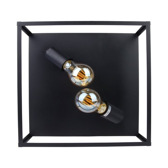 PURPL Plafoniera Nera | Inclusa lampadina E27 - 8w - 2400K | Dimmerabile | 2x punti luce | Design industriale