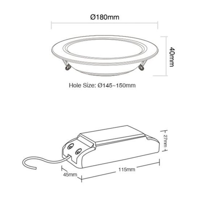 MiBoxer/Mi-Light Faretto Downlight LED Rotondo Nero Incasso FUT066 - 12W - ø180mm - RGB+CCT - IP44