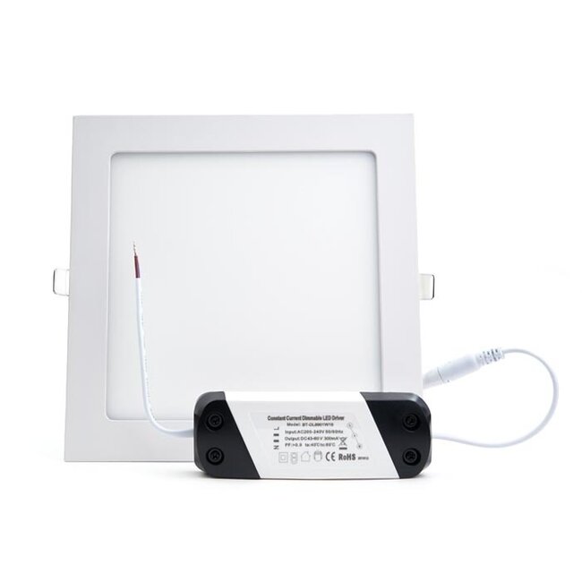 PURPL Downlight LED da incasso quadrato bianco - 18W - 225x225mm - 3000K bianco caldo - IP44