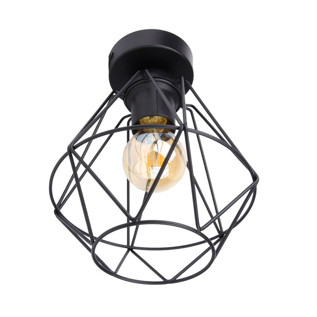 PURPL Lampada da soffitto Nera | Ø18 cm | incl. Sorgente luminosa E27 - 4W - 2400K - Dimmerabile | Annata | Metallo