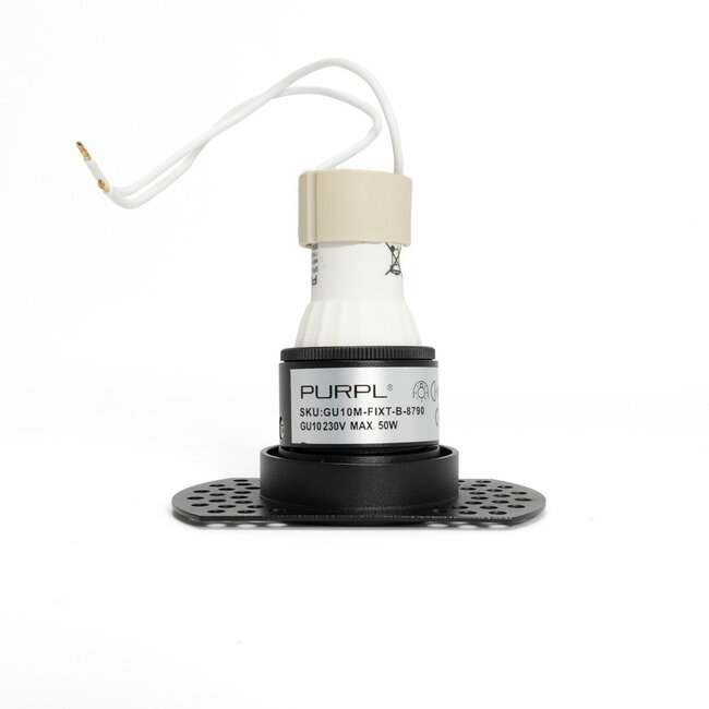 PURPL Faretto da incasso GU10 con perforazioni circolari | Ø90mm x 41,5mm | IP20 | Portalampada GU10 incluso | Alluminio nero