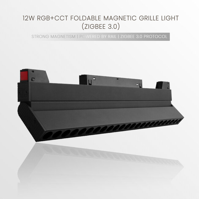 MiBoxer/Mi-Light Barra LED inclinable a 24 punti | Binario magnetico 48V | RGB+CCT | 12W | 900 lm | Zigbee 3.0 | dimmerabile | nero