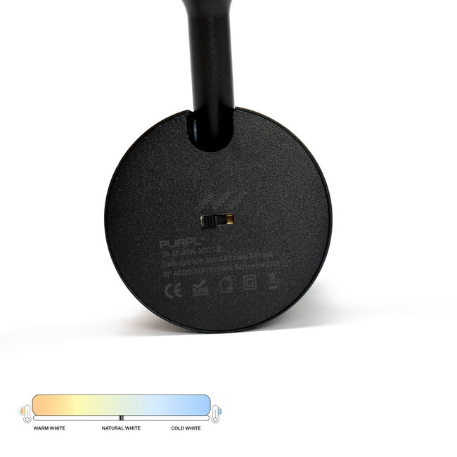 PURPL Spot su binario - 3CCT - 30W - 3-fasi - Nero