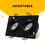 Faretto da incasso doppio GU10 - Bassa altezza d'incasso - Attacco GU10 - 175x92x25 mm - Orientabile - Alluminio - IP44 - Nero