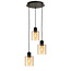 PURPL Sospensione Design 3 Lampadine - Vetro Cylindrico Ambra - Attacchi E27 - Plafoniera Rotonda