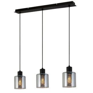 PURPL Sospensione Design Rettangolare 3 Lampadine - Vetro Fumé - E27