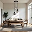 PURPL Sospensione Design 3 Lampadine - Vetro Cilindrico Fumé - Portalampade E27 - Rosone da Soffitto Rotondo