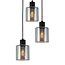 PURPL Sospensione Design 3 Lampadine - Vetro Cilindrico Fumé - Portalampade E27 - Rosone da Soffitto Rotondo