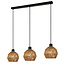 PURPL Lampadario Design in Rattan - 3 Lampadine - Forma Diamante - Attacchi E27 - Rosone da Soffitto Rettangolare