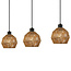 PURPL Lampadario Design in Rattan - 3 Lampadine - Forma Diamante - Attacchi E27 - Rosone da Soffitto Rettangolare