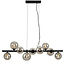 PURPL Sospensione Scala Balls Design - 9 Luci - Sfere in Vetro Fumé - Attacchi G9 - Rosone Rettangolare da Soffitto