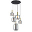 PURPL Sospensione Design - 5 Luci - Tubi Bombati in Vetro Specchiato Fumé - Attacchi E27 - Rosone Rotondo