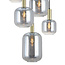PURPL Sospensione Design - 5 Luci - Tubi Bombati in Vetro Specchiato Fumé - Attacchi E27 - Rosone Rotondo