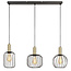 PURPL Sospensione Design in Metallo Nero e Oro - 3 Luci - Attacchi E27 - Rosone Rettangolare