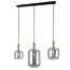 PURPL Sospensione Design - 3 Luci - Tubi Bombati in Vetro Specchiato Fumé - Attacchi E27 - Rosone Rettangolare