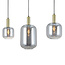 PURPL Sospensione Design - 3 Luci - Tubi Bombati in Vetro Specchiato Fumé - Attacchi E27 - Rosone Rettangolare