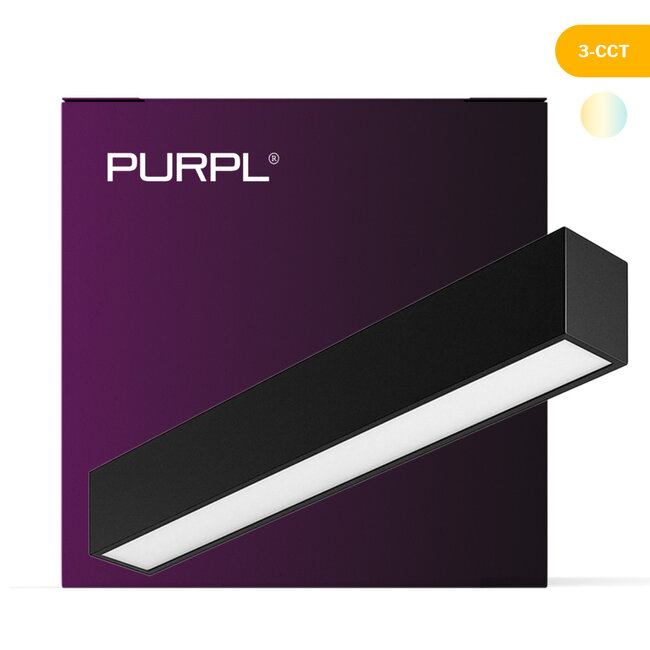 PURPL Sospensione lineare LED | 3CCT 3000K - 4000K - 5700K | 60cm | 17W | dimmerabile | nero