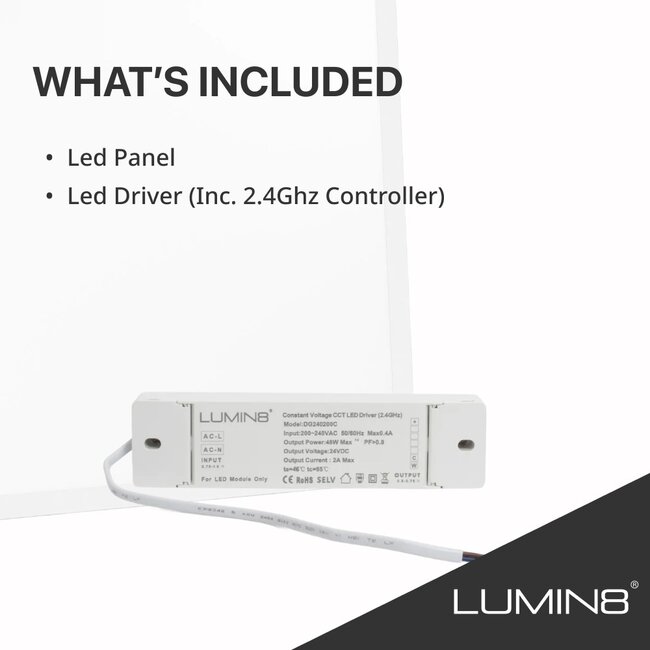 PURPL Pannello LED | 60x120 | CCT (2800K-6500K) | Dimmerabile | 60W | 100 lm/W | UGR<22 | IP40 | Senza sfarfallio