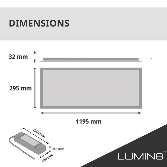PURPL Pannello LED | 30x120 | RGB+CCT (2800K-6500K) | Dimmerabile | 36W | 100 lm/W | UGR<22 | IP40 | Senza sfarfallio
