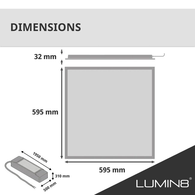 PURPL Pannello LED | 60x60 | RGB+CCT (2800K-6500K) | Dimmerabile | 36W | 100 lm/W | UGR<22 | IP40 | Senza sfarfallio