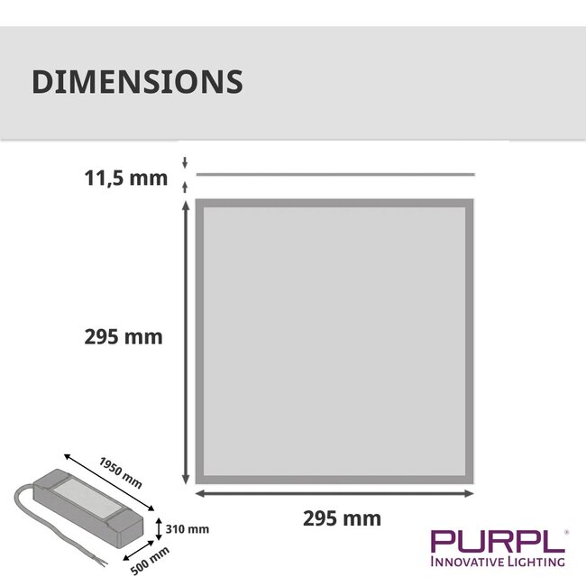 PURPL Pannello LED | 30x30 | RGB+CCT | Dimmerabile | 18W | 100 lm/W | UGR<22 | Edgelit
