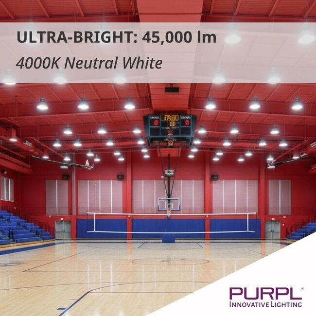 PURPL Campana LED Industriale UFO 300W - 45.000 lm - 150 lm/W - 4000K Bianco Naturale - 110° - IP65 - IK10 - Dimmerabile 1-10V - Senza sfarfallio