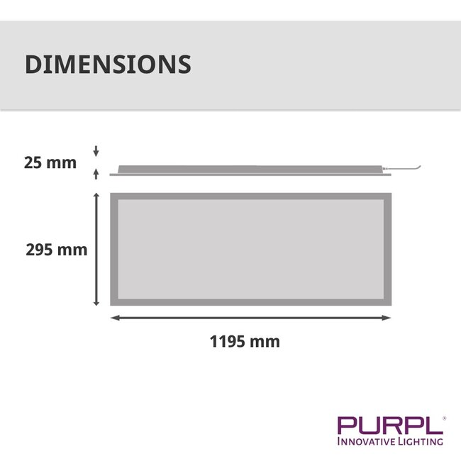 PURPL Pannello LED | 30x120 | 4000K | 20W | 3600 lm | 180 lm/W | UGR<19 | Senza sfarfallio | Retroilluminato