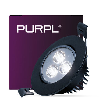 PURPL Faretto LED Nero 3W Ø85mm 6000K Bianco Freddo orientabile