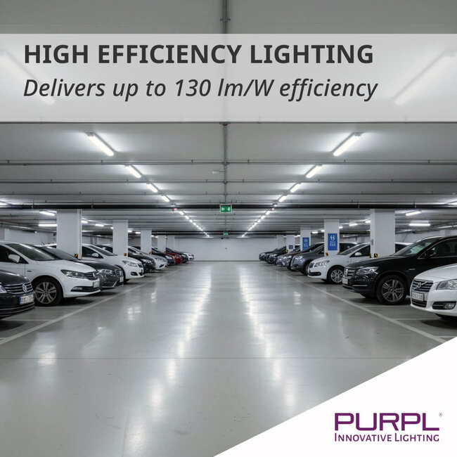PURPL Plafoniera stagna LED | 130 cm | 15W | 1575 lm | 4000K Bianco Naturale (840) | IP65 | IK06 | Senza sfarfallio