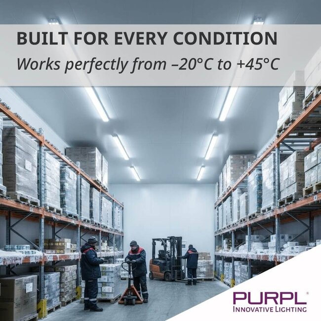 PURPL Plafoniera stagna LED | 130 cm | 30W | 3150 lm | 4000K Bianco Naturale (840) | IP65 | IK06 | Senza sfarfallio