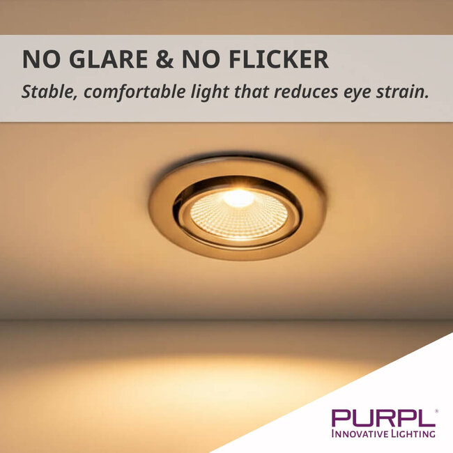 PURPL Faretto LED da incasso | 5W | 2700K Bianco Caldo | Ø85 mm | Dimmerabile | IP40 | Orientabile | Rotondo