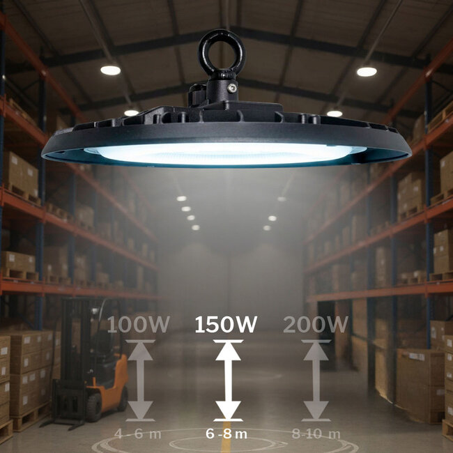 LED24 Campana LED Industriale UFO 150W - 15.000 lm - 100 lm/W - 6000K Bianco Freddo - 110° - IP65 - IK07