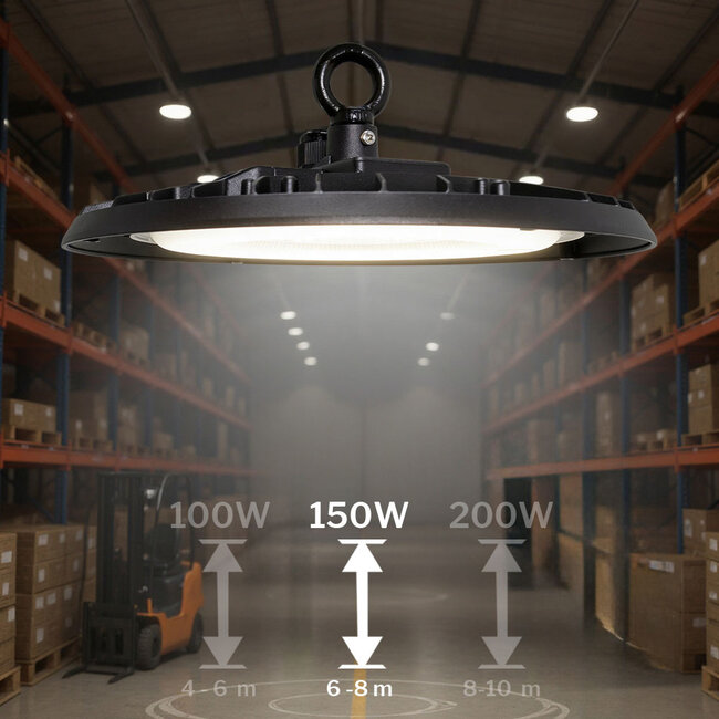 LED24 Campana LED Industriale UFO 150W - 15.000 lm - 100 lm/W - 4000K Bianco Naturale - 110° - IP65 - IK07