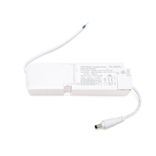 PURPL Driver LED per pannelli LED | 38W | DC30-40V | 1000mA | Senza sfarfallio | Non dimmerabile
