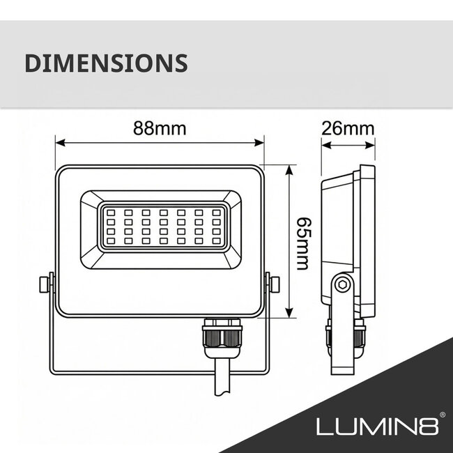 LED24 Proiettore LED | 10W | 1050 lm | 4000K Bianco Naturale | IP65 | IK06 | DOB | Nero