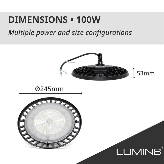 LED24 Campana LED Industriale UFO 100W - 10.000 lm - 100 lm/W - 4000K Bianco Naturale - 110° - IP65 - IK07