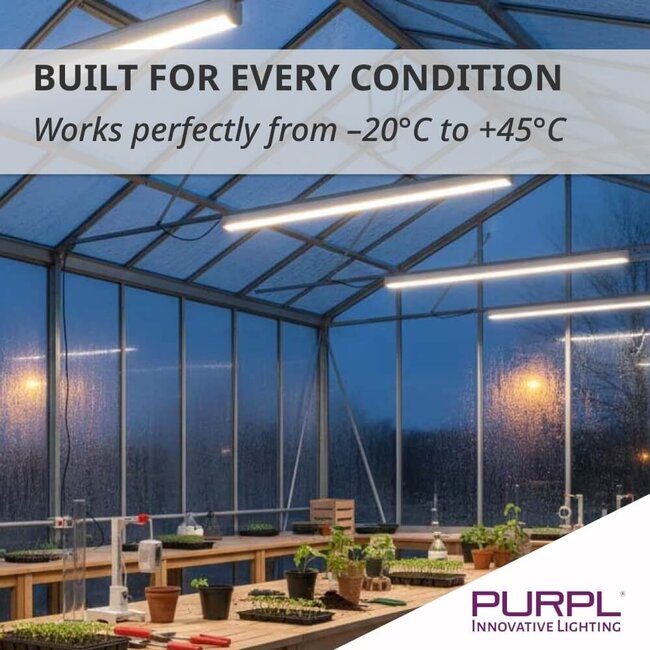 PURPL Plafoniera stagna LED | 120 cm | 36W | 4680 lm | 4000K Bianco Naturale (840) | IP65 | IK08 | Senza sfarfallio