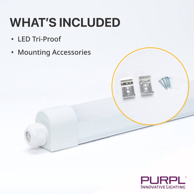 PURPL Plafoniera stagna LED | 120 cm | 36W | 4680 lm | 4000K Bianco Naturale (840) | IP65 | IK08 | Senza sfarfallio